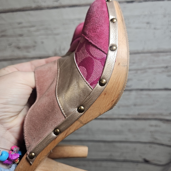 Coach pink wood clog heels - Picture 3 of 16